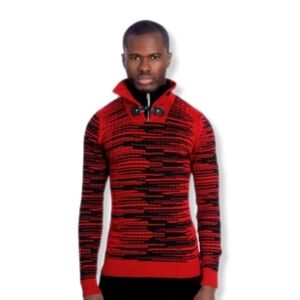 LCR Men's Wool Camel/Brown Buckle Knit Sweater